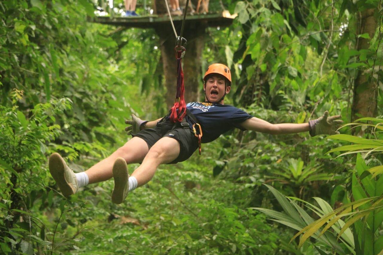 Suspension bridge offering stunning forest views on the Manuel Antonio canopy tour